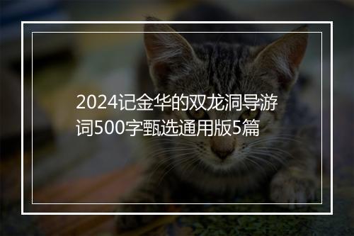 2024记金华的双龙洞导游词500字甄选通用版5篇