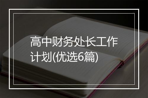 高中财务处长工作计划(优选6篇)