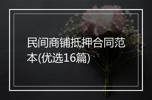 民间商铺抵押合同范本(优选16篇)
