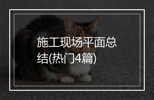 施工现场平面总结(热门4篇)