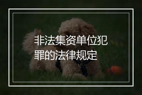 非法集资单位犯罪的法律规定