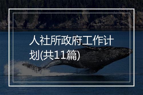 人社所政府工作计划(共11篇)