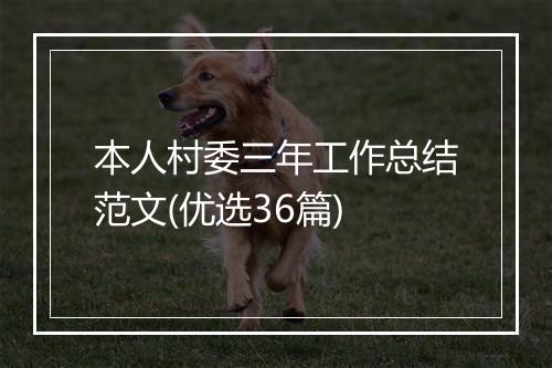 本人村委三年工作总结范文(优选36篇)