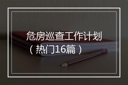危房巡查工作计划（热门16篇）