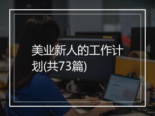 美业新人的工作计划(共73篇)