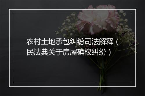 农村土地承包纠纷司法解释（民法典关于房屋确权纠纷）