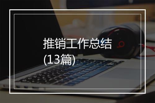 推销工作总结(13篇)