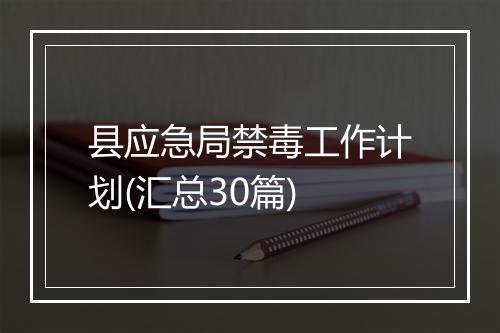 县应急局禁毒工作计划(汇总30篇)