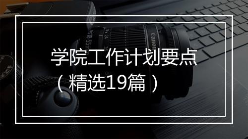 学院工作计划要点（精选19篇）