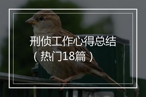 刑侦工作心得总结（热门18篇）