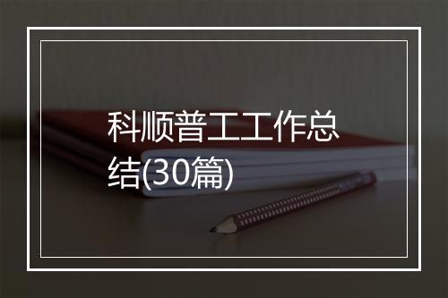 科顺普工工作总结(30篇)
