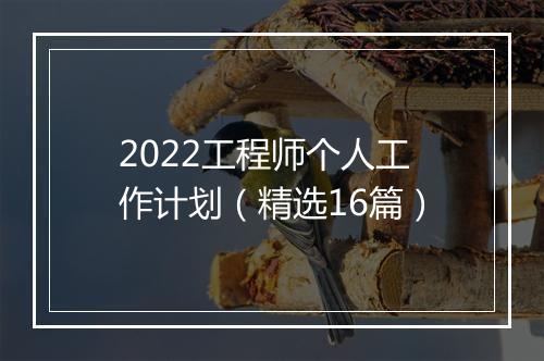 2022工程师个人工作计划（精选16篇）