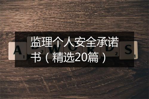监理个人安全承诺书（精选20篇）