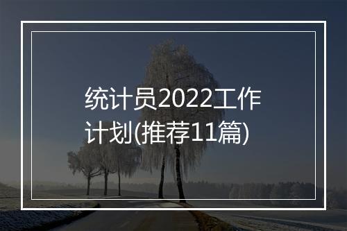 统计员2022工作计划(推荐11篇)
