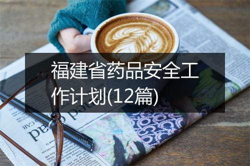 福建省药品安全工作计划(12篇)