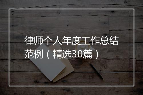 律师个人年度工作总结范例（精选30篇）