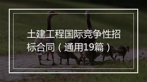 土建工程国际竞争性招标合同（通用19篇）