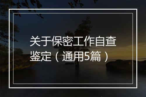 关于保密工作自查鉴定（通用5篇）