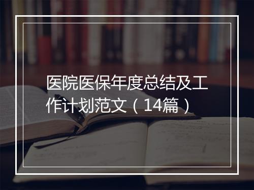 医院医保年度总结及工作计划范文（14篇）