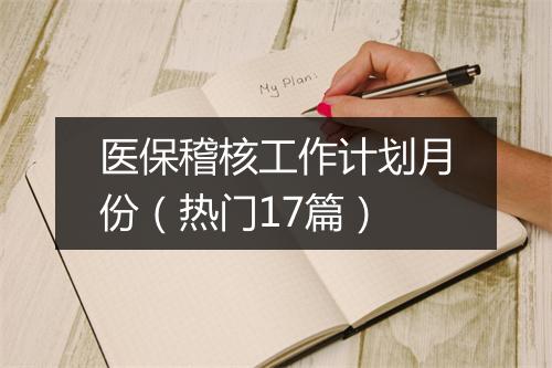 医保稽核工作计划月份（热门17篇）