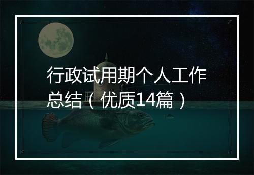 行政试用期个人工作总结（优质14篇）