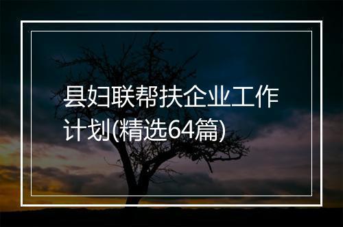 县妇联帮扶企业工作计划(精选64篇)