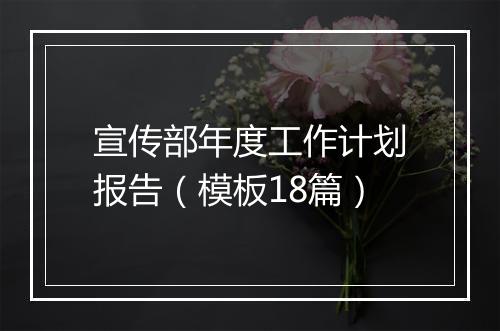 宣传部年度工作计划报告（模板18篇）