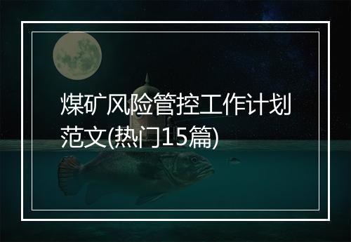 煤矿风险管控工作计划范文(热门15篇)