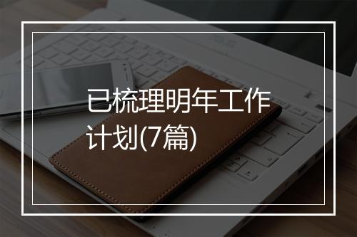 已梳理明年工作计划(7篇)