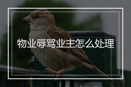 物业辱骂业主怎么处理