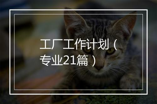 工厂工作计划（专业21篇）