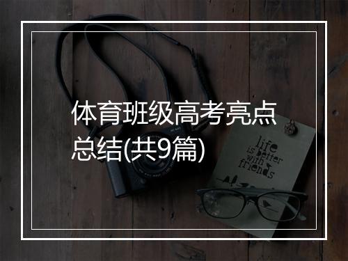 体育班级高考亮点总结(共9篇)