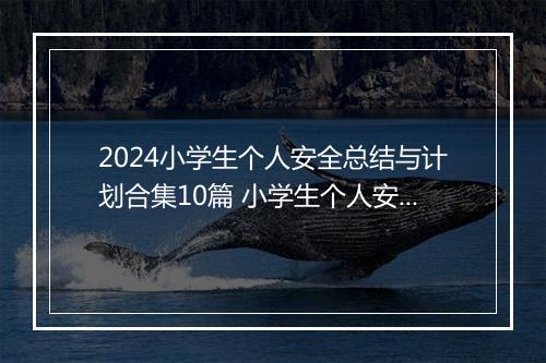 2024小学生个人安全总结与计划合集10篇 小学生个人安全总结与计划合集10篇
