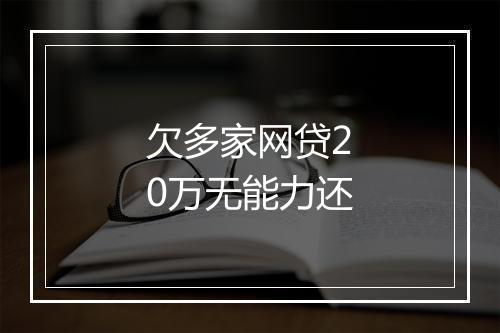 欠多家网贷20万无能力还