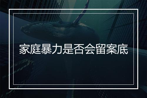 家庭暴力是否会留案底
