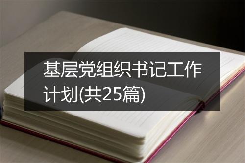 基层党组织书记工作计划(共25篇)
