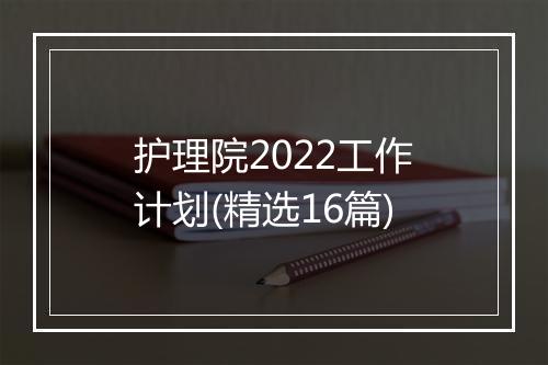 护理院2022工作计划(精选16篇)