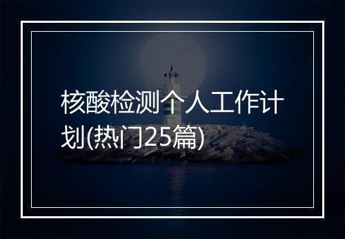 核酸检测个人工作计划(热门25篇)