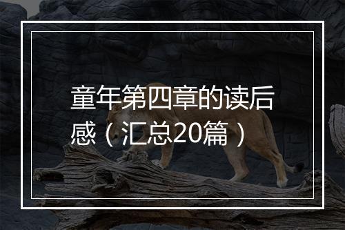童年第四章的读后感（汇总20篇）
