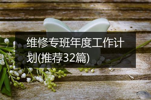 维修专班年度工作计划(推荐32篇)
