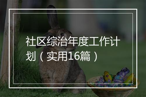 社区综治年度工作计划（实用16篇）