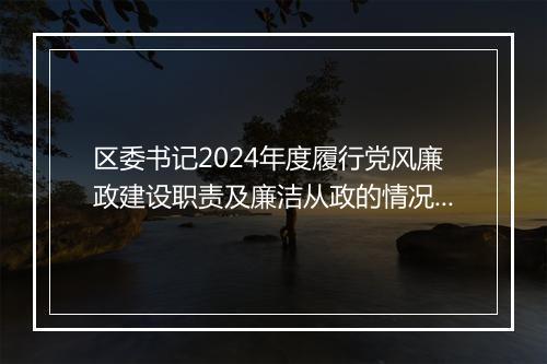 区委书记2024年度履行党风廉政建设职责及廉洁从政的情况报告