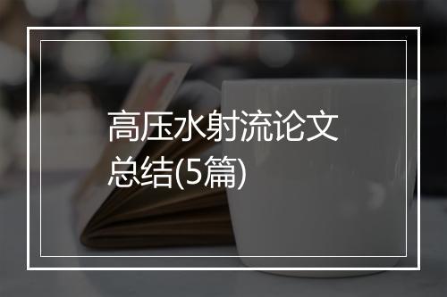 高压水射流论文总结(5篇)