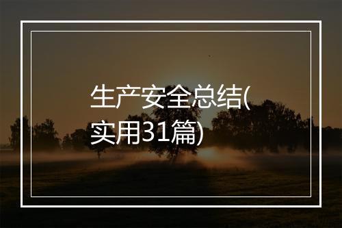 生产安全总结(实用31篇)