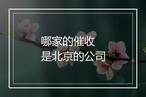 哪家的催收 是北京的公司