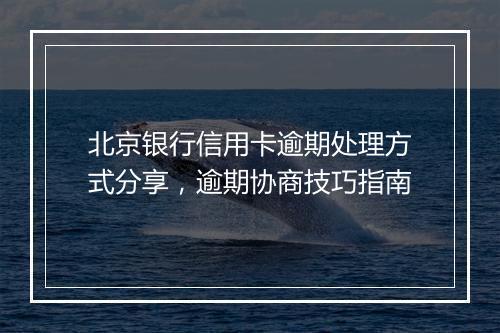 北京银行信用卡逾期处理方式分享，逾期协商技巧指南