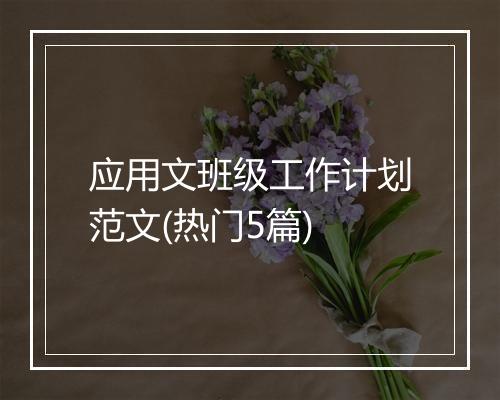 应用文班级工作计划范文(热门5篇)