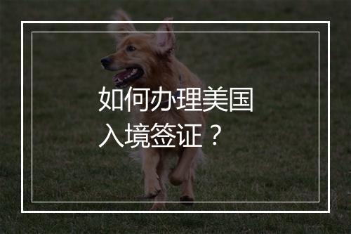 如何办理美国入境签证？