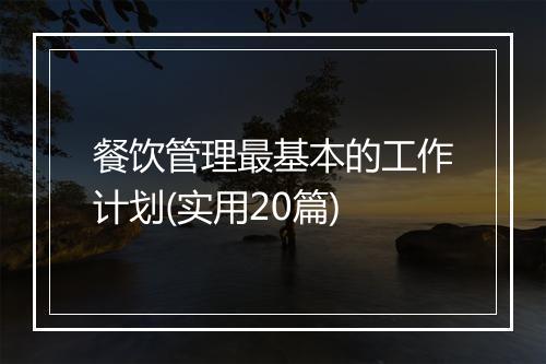 餐饮管理最基本的工作计划(实用20篇)
