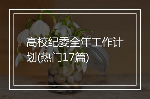 高校纪委全年工作计划(热门17篇)